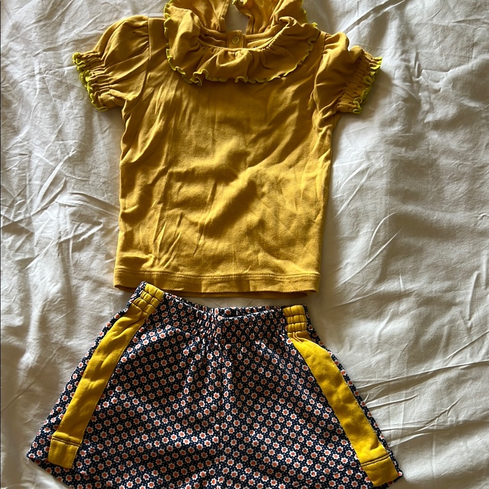 Misha & Puff 4Y Ruffle Yellow Floral Short Set